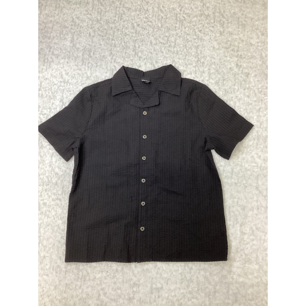 Art Class Boys Black Textured Short Sleeve Button Down Shirt Size L 10/12 NWOT